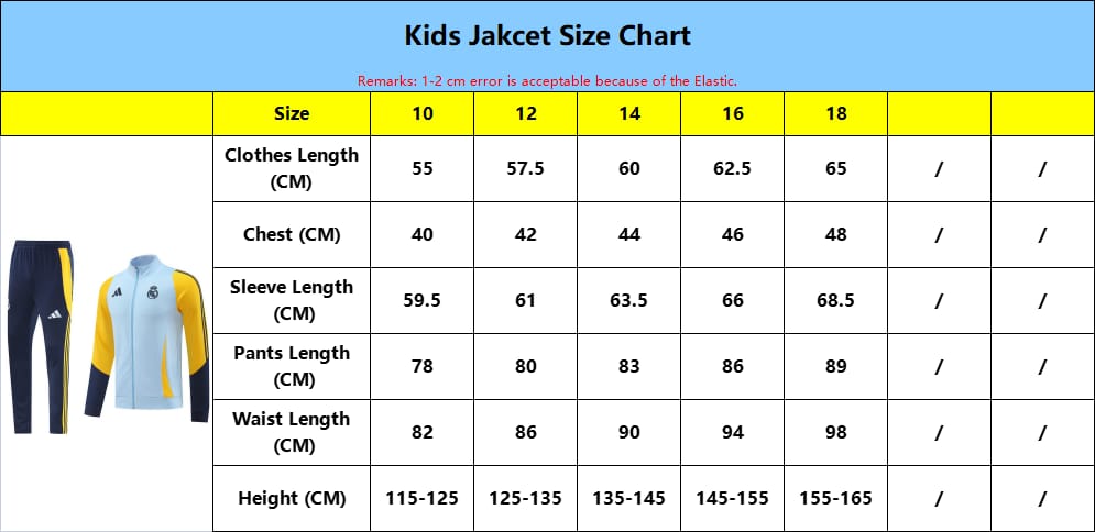 Tabla de tallas para niños